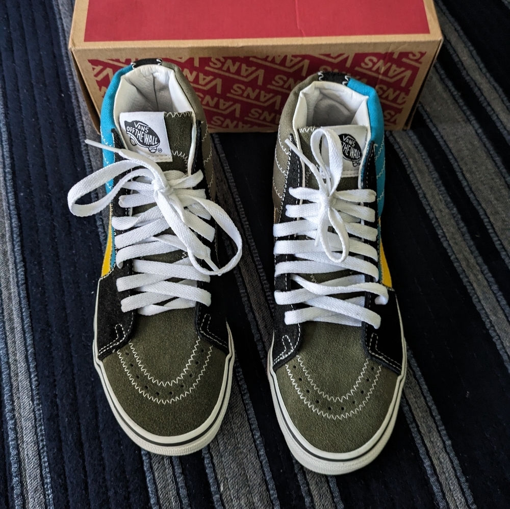 Vans SK8 HI Zig Zag Multi Blue Green Suede Canvas Women 6 VN0A4BV619Y 042024 - Picture 2 of 8